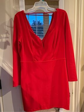 ❤️ Express Red Long Sleeve Bodycon Dress | Size Medium | V-Neck